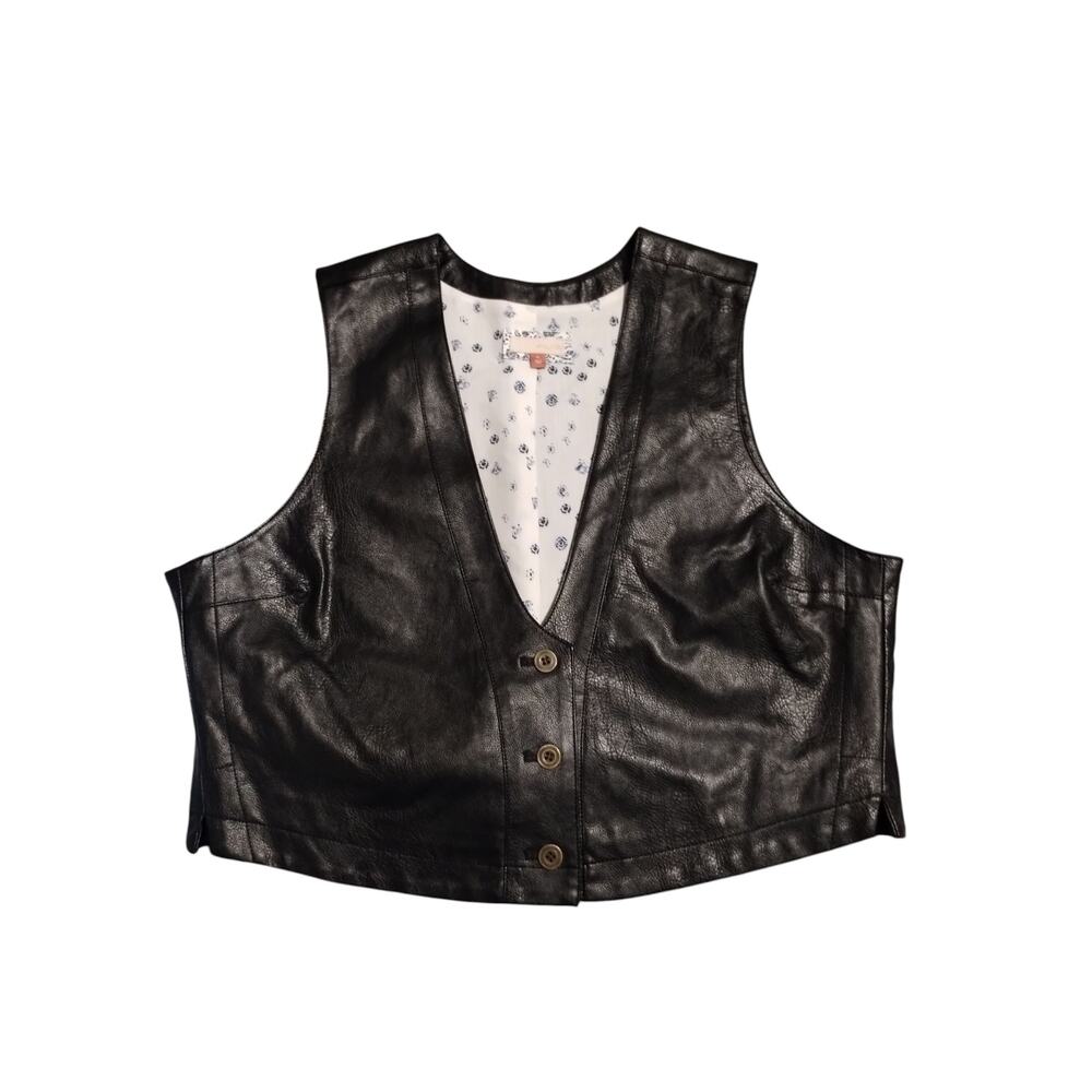 Anthropologie Pilcro Womens size XL Faux Leather Grunge Moto Western Casual Vest